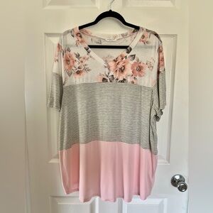 Chic Soul floral color block top